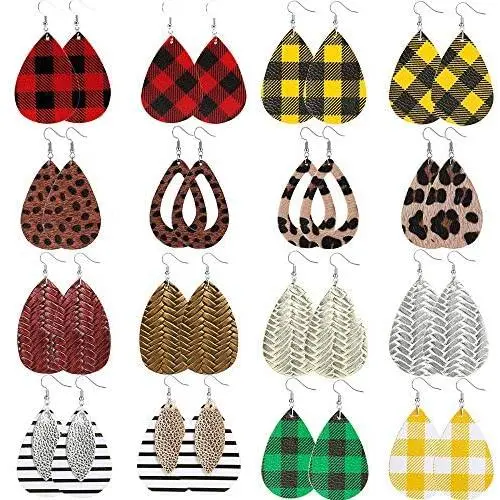 Teardrop Leather Earrings for Women Leopard Print Leather Earrings Lightweight Faux Leather Leaf Earrings 16 Pairs Teardrop Leather Earrings for Women Leopard Print Leather Earrings Lightweight Faux Leather Leaf Earrings 16 Pairs