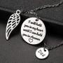 Joycuff Personalized Memorial Necklace Sympathy Gifts for Women Teen Girls Loss of Dad Mom Husband Remembrance Jewelry Angel Wings Silver Stainless Steel Pendant