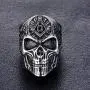 Masonic Skull Rings for Men, Stainless Steel Freemason Skull Ring, Cool Vampire Skull Ring Halloween Biker, Gothic Demon Skull Head Ring, Vintage Punk Skull Jewelry Gift for Men Boys
