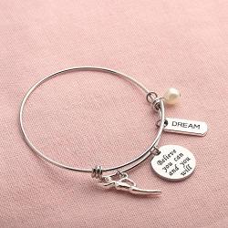 AKTAP Swim Bracelet Swimmers Jewelry Believe You Can and You Will Swim Gifts      for Swimming Lover