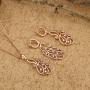 Top Plaza Womens Girls Rose Gold Plated Cubic Zirconia Jewelry Set Fashion Elegant Rhinestone Statement Necklace Earrings Set for Weddings, Brides, Formals, Prom