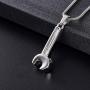 Davitu KSJ10527 Wrench Shaped Men Women Necklace Funeral Casket Locket with Screw to Hold Ashes Stainless Steel Cremation Jewelry - (Main Stone Color: 3Pcs Pendant Chain)