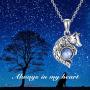 Wolf Pendant Necklace 925 Sterling Silver Moonstone Necklace Wolf Lovers Jewelry for Women Girl
