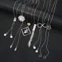 Thunaraz 6Pcs Women Long Rhinestone Sweater Necklace Pearl Crystal Flower Tassel Pendant Long Chain Silver Necklace Jewelry Women Gifts Thunaraz 6Pcs Women Long Rhinestone Sweater Necklace Pearl Crystal Flower Tassel Pendant Long Chain Silver Necklace Jewelry Women Gifts