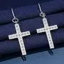 ELEGANZIA Dangle Cross Earrings for Women Girls Sterling Silver Cubic Zirconia Christian Religious Minimalist Jewelry