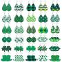 30 Pairs St Patricks Day Faux Leather Earrings Set Irish Green Shamrock Hat Teardrop Dangle Earrings Ear Jewelry Accessories for Women Girls