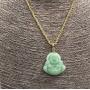 Smiling Laughing Buddha Green Jade Pendant Necklace Rope Chain Genuine Certified Grade A Jadeite Jade Hand Crafted, Jade Neckalce, 14k Gold Filled Buddha necklace, Jade Medallion