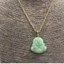 Smiling Laughing Buddha Green Jade Pendant Necklace Rope Chain Genuine Certified Grade A Jadeite Jade Hand Crafted, Jade Neckalce, 14k Gold Filled Buddha necklace, Jade Medallion