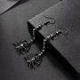Lux Accessories Halloween Black Hanging Spider Rhinestones Hook Dangle Earrings
