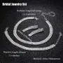 JOERICA Bridal Choker Jewerly Set for Women Silver Bridesmaid Wedding Rhinestone Choker Bracelet and Earrings Set with 5 Pcs Bridal Headband Set