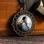 Fanery Sue Personalized Photo Necklace Vintage Retro Pendant Necklace Custom Picture Image Antique Brass Large Pendant Memorial Jewelry