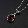 JYX Gemstone Jewellery Garnet Pendant Genuine 925 Sterling Silver Chain 7×9mm Oval Garnet Pendant Necklace for Women Girls