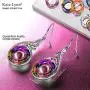 Kate Lynn Women Jewelry Set Nirvana of Phoenix Pendant Necklace & Dangle Earrings & Bangle Bracelet Volcano Crystals from Austria Gifts for Her Valentines Day with Gift Box