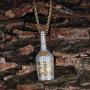 TOPGRILLZ 14K Gold Plated Simulated Diamond Drink Bottle Iced Out Pendant Necklace for Men Fashion Jewelry Gifts