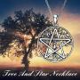 YFN Pentacle Pentagram Necklace Sterling Silver Tree of Life Pentacle Pentagram Pendant Necklace Pagan Witch Jewelry Gifts for Women