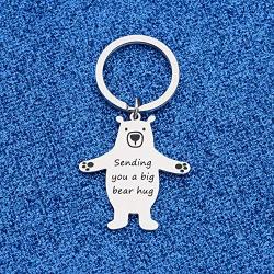 WUSUANED Long Distance Hug Token Jewelry Sending You A Big Bear Hug Keychain Long Distance Relationships Gift for Girlfriend Boyfriend