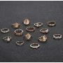 FIBO STEEL 16 Pcs Layered Choker Necklaces Vintage Knuckle Rings Set for Women Tag Coin Cross Crucifix Pendant Necklace Stackable Midi Finger Ring Jewelry Set