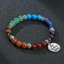 Top Plaza 7 Chakra Stone Bead Bracelets Yoga Reiki Healing Crystals Gemstone Beaded Bracelet Friendship Inspirational Message Charm Bracelet for Women Men
