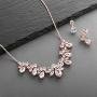 Mariell Rose Gold Multi-Shaped Cubic Zirconia Necklace & Earring Wedding Jewelry Set for Women and Brides