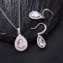 Mycitta Crystal Wedding Bridal Jewelry Set Teardrop Pendant Necklace Drop Dangle Earrings Set for Bride Bridesmaids Mother of Bride Prom Party Formal Jewelry Set for Women