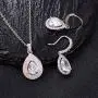 Mycitta Crystal Wedding Bridal Jewelry Set Teardrop Pendant Necklace Drop Dangle Earrings Set for Bride Bridesmaids Mother of Bride Prom Party Formal Jewelry Set for Women