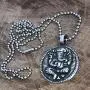 Hindu Jewelry Ganesha Ganapati Vinayaka Chaturthi Hinduism God Pewter Unisex Mens Pendant Necklace Protection Amulet Wealth Money Good Luck Lucky Charm Longevity Prosperity Talisman Silver Ball Chain