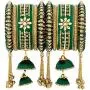 Aheli Wedding Party Designer Velvet Faux Stone Studded Bridal Bangle Set Chuda with Hangings Indian Traditional Ethnic Fashion Jewelry for Women