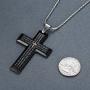 Aoiy Mens Stainless Steel Large Our Father Lords Prayer Cross Pendant Necklace, 23'' Chain