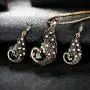 Ezing Women Gift Vintage Gold Plated Green Peacock Jewelry Set Pendant Necklace Earrings Ezing Women Gift Vintage Gold Plated Green Peacock Jewelry Set Pendant Necklace Earrings