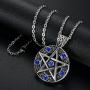 OIDEA Mens Stainless Steel Hollow Vitnage Star Pentagram Pentacle Pendant Necklace,Pagan Wiccan Witch Gothic Pewter Chain Included