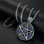 OIDEA Mens Stainless Steel Hollow Vitnage Star Pentagram Pentacle Pendant Necklace,Pagan Wiccan Witch Gothic Pewter Chain Included