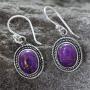 NOVICA Reconstituted Purple Turquoise .925 Sterling Silver Dangle Earrings Purple Majesty