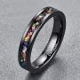 VAKKI 4mm/8mm Colorful Opal Inlay Tungsten Ring Black/Silver Tone Wedding Band Engagement Ring for Men Women Comfort Fit Size 4-12