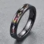 VAKKI 4mm/8mm Colorful Opal Inlay Tungsten Ring Black/Silver Tone Wedding Band Engagement Ring for Men Women Comfort Fit Size 4-12