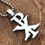 CHI-RHO Symbol Constantine Christian Jewelry Monogram Christogram XP Cross Chirho Jesus Christ name bible verse JN8:12 pewter Mens Pendant Necklace Charm Protection Amulet for men w Silver ball Chain