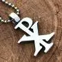 CHI-RHO Symbol Constantine Christian Jewelry Monogram Christogram XP Cross Chirho Jesus Christ name bible verse JN8:12 pewter Mens Pendant Necklace Charm Protection Amulet for men w Silver ball Chain