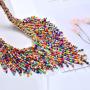 Beaded Bib Collar Necklaces for Women Africa Beaded Statement Necklaces Multi Layered Seed Bead Choker Necklace Bohemian Statement Necklace Fashion Jewelry