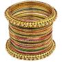 Efulgenz Boho Vintage Antique Gypsy Tribal Indian Oxidized Gold Plated Crystal Bracelets Bangle Set Jewelry