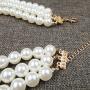 Faux Big White Pearl 3 Layer Chunky Necklace and Earrings Bib Costume Jewelry Set