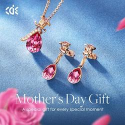 CDE Jewelry Sets for Women Rose Gold Jewelry Embellished with Crystal from Austria Mothers Day Jewelry Gifts Necklace and Earrings Set for Mom Wife