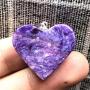 Natural Heart Charoite Crystal Pendant, Purple Charoite Jewelry For Woman Man 23x8mm Beads Stone Silver Sterling Chain Gemstone AAAAA