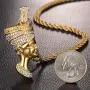 ROWIN&CO Egyptian Queen Nefertiti Necklace Bling Iced Out Gold Plated Vintage Jewelry Cubic Zirconia Hip Hop Pendant Personalized Gifts for Men Women/Best Love Wife/Girlsfriend Birthday