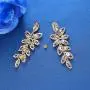 mecresh Silver/Champagne Leaf-Shape Marquise Crystal Chandelier Dangle Drop Earring for Women Wedding Party Gift