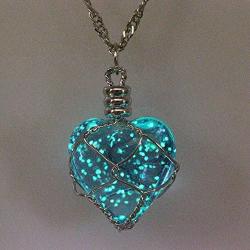 FM FM42 Glow in The Dark Heart Pendant Necklace, Glow Green Light