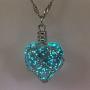 FM FM42 Glow in The Dark Heart Pendant Necklace, Glow Green Light