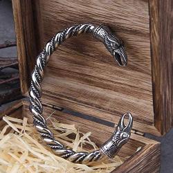 VikingsBrand Viking Bracelet for Men & Women - Wolf, Raven Arm Ring