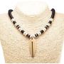 BlueRica Wood Surfboard Pendant on Coconut Wood Beads Necklace