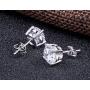 Han han Platinum Plated Men Stud Earrings CZ Diamond Earrings 925 Sterling Silver Stud Earrings for Women Cubic Zirconia Earrings Hypoallergenic Post Earrings for Unisex 2 Carats