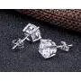 Han han Platinum Plated Men Stud Earrings CZ Diamond Earrings 925 Sterling Silver Stud Earrings for Women Cubic Zirconia Earrings Hypoallergenic Post Earrings for Unisex 2 Carats