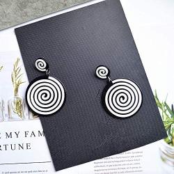 JOYID Fashion White Black Round Dangle Earrings Acrylic Simpleism Geometric Drop Earrings for Women